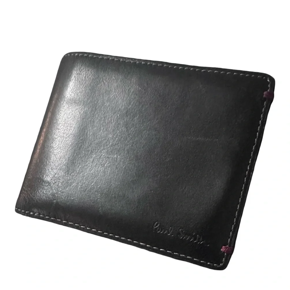 Paul Smith Abstract (see inside) black Leather Bi fold wallet Mens